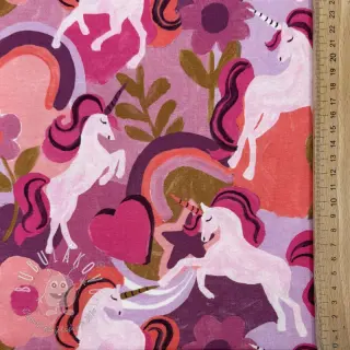 Úplet Unicorns mauve digital print