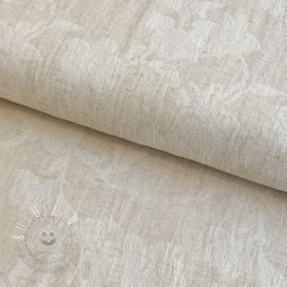 Bavlnená látka s ľanom JACQUARD Flowers natural