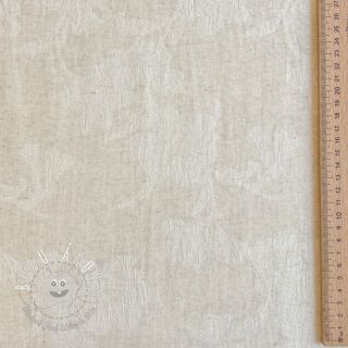 Bavlnená látka s ľanom JACQUARD Flowers natural