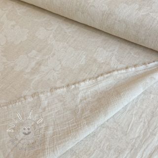 Bavlnená látka s ľanom JACQUARD Flowers natural