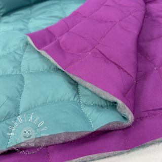 Prešívaná látka Graphic square cyan cerise