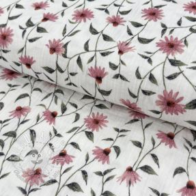 Dvojitá gázovina/mušelín Flowers Simone digital print ORGANIC