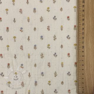 Dvojitá gázovina/mušelín Flowers Mia digital print ORGANIC