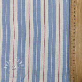 Dvojitá gázovina/mušelín YARN DYED Line blue