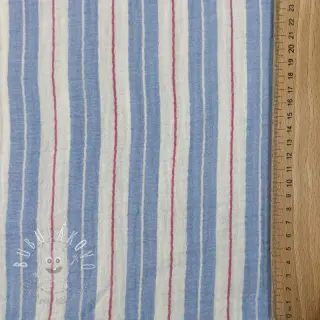 Dvojitá gázovina/mušelín YARN DYED Line blue