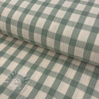 Dvojitá gázovina/mušelín LINEN YARN DYED Checks sage natural