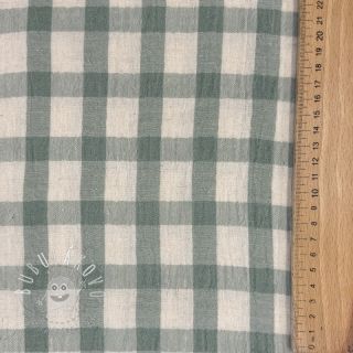 Dvojitá gázovina/mušelín LINEN YARN DYED Checks sage natural