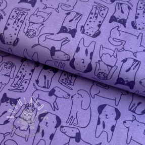 Bavlnená látka FLANNEL Dogs purple