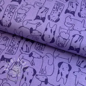 Bavlnená látka FLANNEL Dogs purple