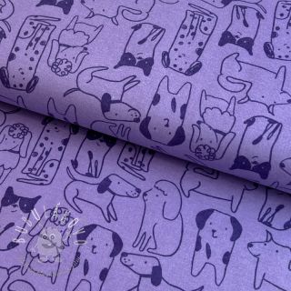 Bavlnená látka FLANNEL Dogs purple