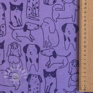 Bavlnená látka FLANNEL Dogs purple