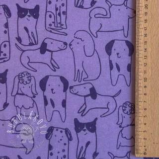 Bavlnená látka FLANNEL Dogs purple