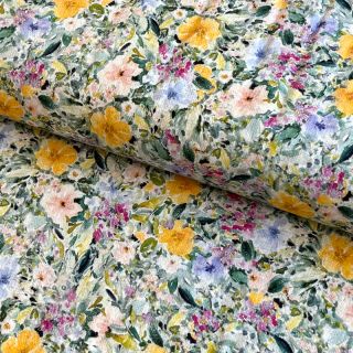 Viskóza s ľanom CREPE Flowers Simi digital print