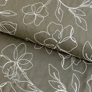 Viskóza s ľanom EMBROIDERY Flower Danielle pickle