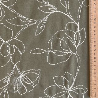 Viskóza s ľanom EMBROIDERY Flower Danielle pickle