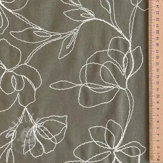 Viskóza s ľanom EMBROIDERY Flower Danielle pickle