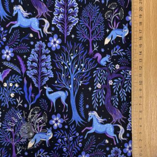 Teplákovina Forest animals navy digital print