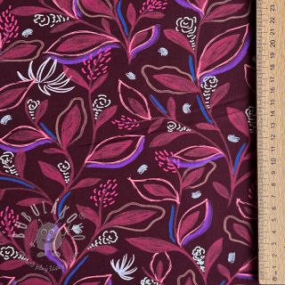 Bavlnená látka Leaves bordeaux digital print