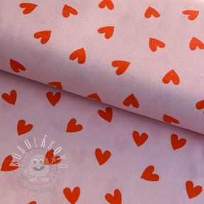 Bavlnená látka FLANNEL Hearts pink