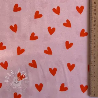 Bavlnená látka FLANNEL Hearts pink