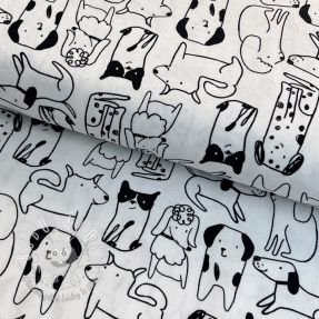 Bavlnená látka FLANNEL Dogs off white
