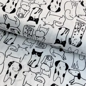 Bavlnená látka FLANNEL Dogs off white