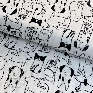 Bavlnená látka FLANNEL Dogs off white