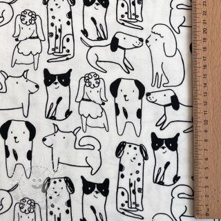 Bavlnená látka FLANNEL Dogs off white