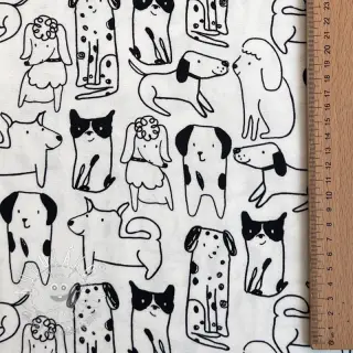 Bavlnená látka FLANNEL Dogs off white