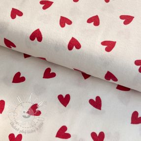 Bavlnená látka FLANNEL Hearts off white