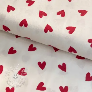 Bavlnená látka FLANNEL Hearts off white