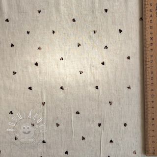 Viskóza s ľanom FOIL Hearts ecru