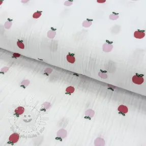 Dvojitá gázovina/mušelín Fruits apple white