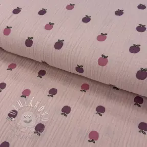 Dvojitá gázovina/mušelín Fruits apple soft rose