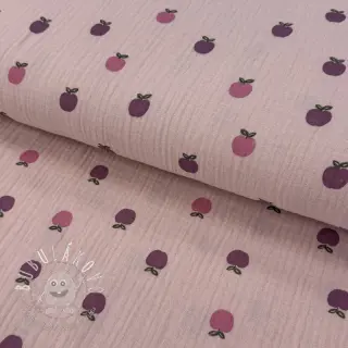 Dvojitá gázovina/mušelín Fruits apple soft rose