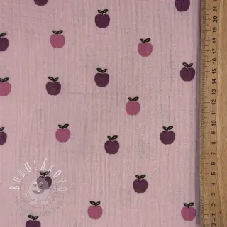 Dvojitá gázovina/mušelín Fruits apple soft rose