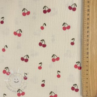 Dvojitá gázovina/mušelín Fruits cherry natural