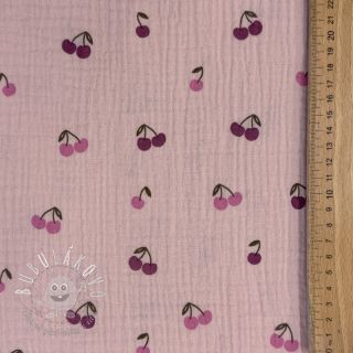 Dvojitá gázovina/mušelín Fruits cherry soft rose