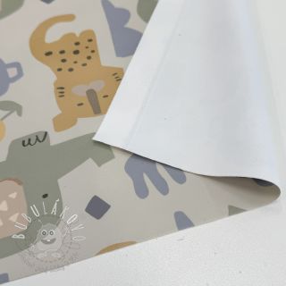 Látka na pršiplášť Safari animals ecru