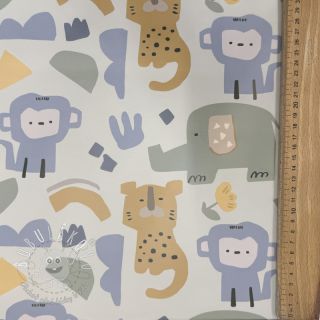 Látka na pršiplášť Safari animals ecru