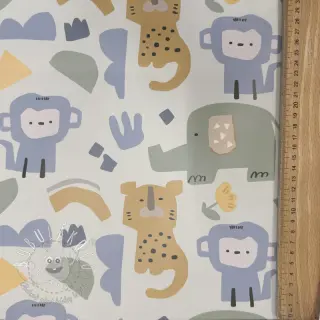 Látka na pršiplášť Safari animals ecru