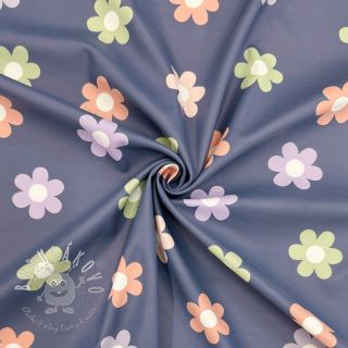 Látka na pršiplášť Flowers jeans
