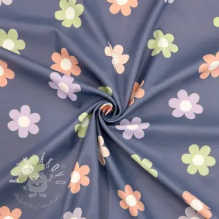 Látka na pršiplášť Flowers jeans