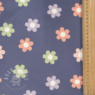 Látka na pršiplášť Flowers jeans