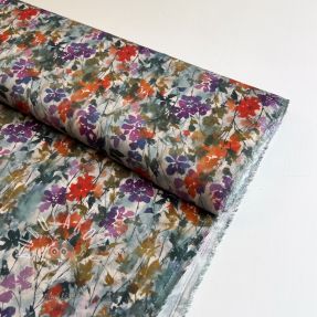 Viskóza SATIN Flowie Kin off white digital print