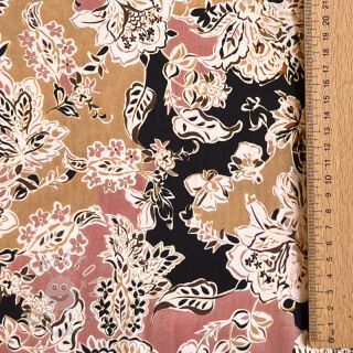 Viskóza SATIN Flowie Noe black digital print