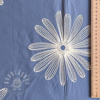 Bavlnená látka EMBROIDERY Flowie jeans