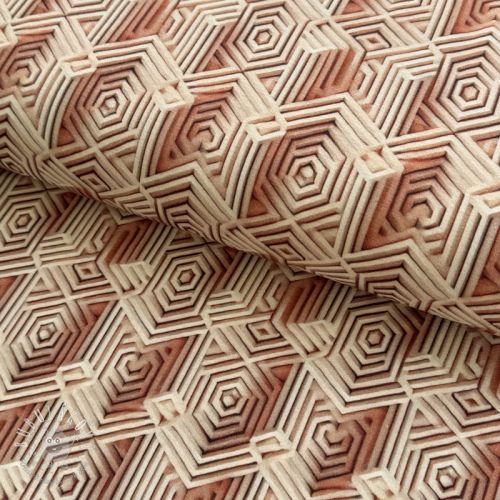 Úplet VISCOSE Structure beige digital print
