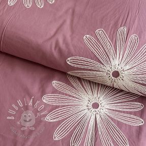 Bavlnená látka EMBROIDERY Flowie mauve