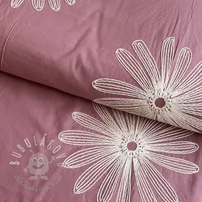 Bavlnená látka EMBROIDERY Flowie mauve